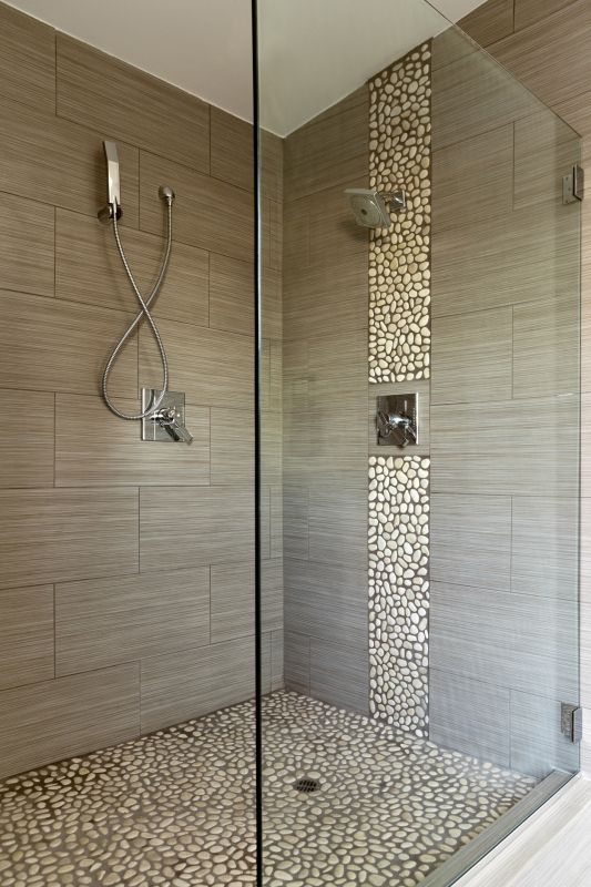 Corner Shower with Pebble Floor